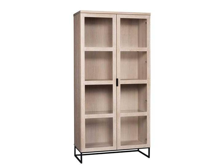 Esszimmer Vitrine aus Eiche White Wash massiv 195 cm hoch von Pharao24.de