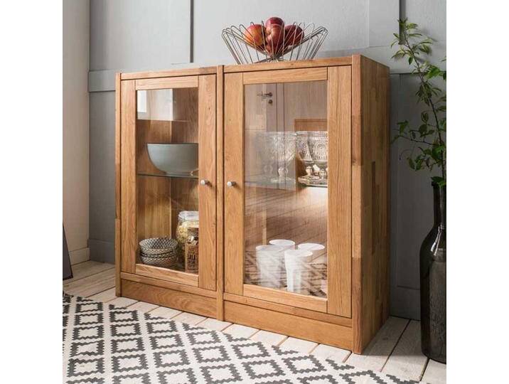 Esszimmer Vitrine aus Wildeiche Massivholz LED Beleuchtung von Pharao24.de
