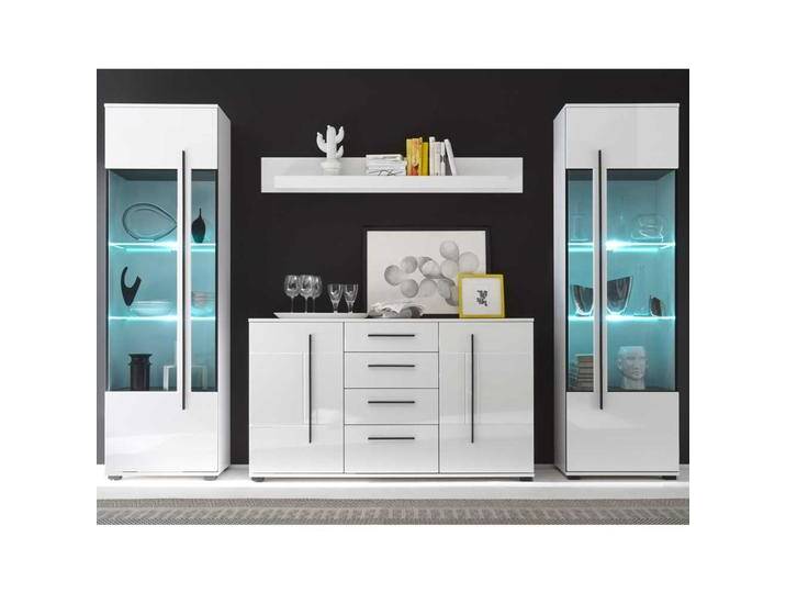 Esszimmer Wohnwand in Weiß Hochglanz modern (vierteilig) von Pharao24.de