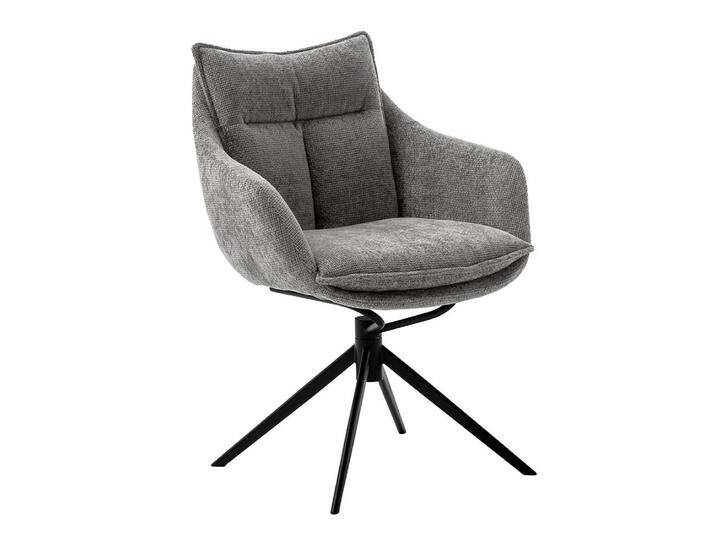 Esszimmerarmlehnstuhl, Anthrazit & Schwarz, 65x65x85 cm, Webstoff & Metall, 2er Set, Modern von Pharao24.de