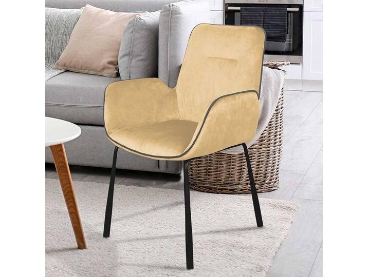Esszimmerarmlehnstuhl in Beige Samt modern Esszimmerarmlehnstuhl in Beige Samt modern von Pharao24.de