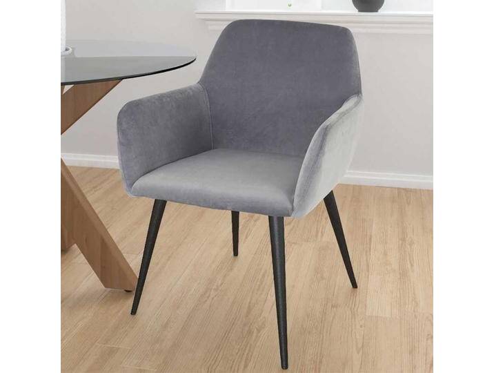 Esszimmerarmlehnstuhl, Grau, 56x56x80 cm, Samt & Metall, 2er Set, Skandi & Modern von Pharao24.de