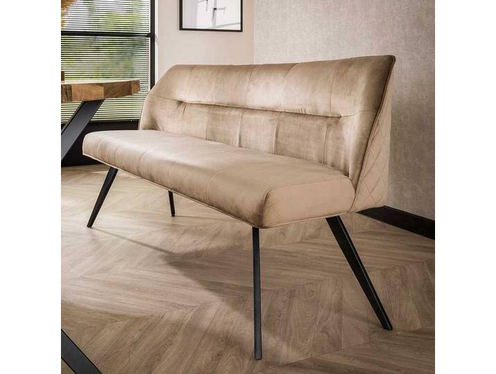 Esszimmerbank Beige Velvet mit Vierfußgestell aus Metall 188 cm breit von Pharao24.de