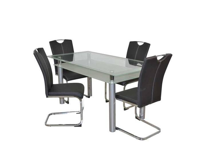Esszimmergarnitur modern mit Glastisch 4 Schwingstühlen (fünfteilig) von Pharao24.de