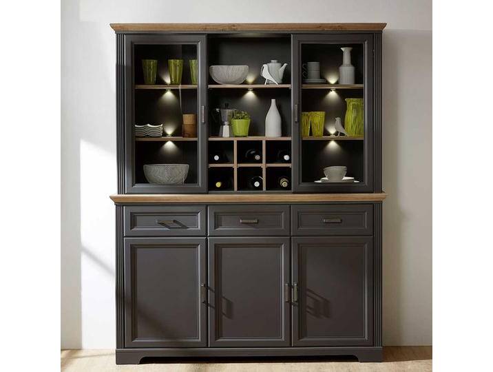 Esszimmerschrank in Dunkelgrau und Eichefarben Landhausstil Esszimmerschrank in Dunkelgrau und Eichefarben Landhausstil von Pharao24.de