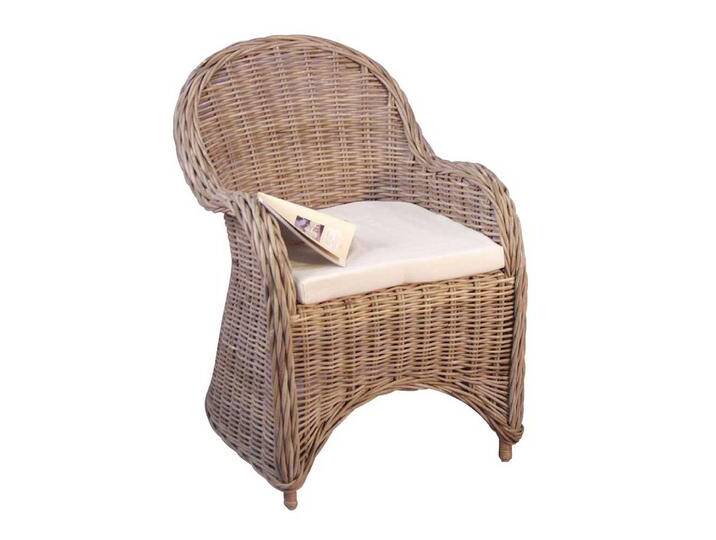 Esszimmersessel aus Rattan Grau von Pharao24.de