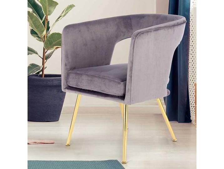 Esszimmersessel in Grau Samt Retrostil Esszimmersessel in Grau Samt Retrostil von Pharao24.de