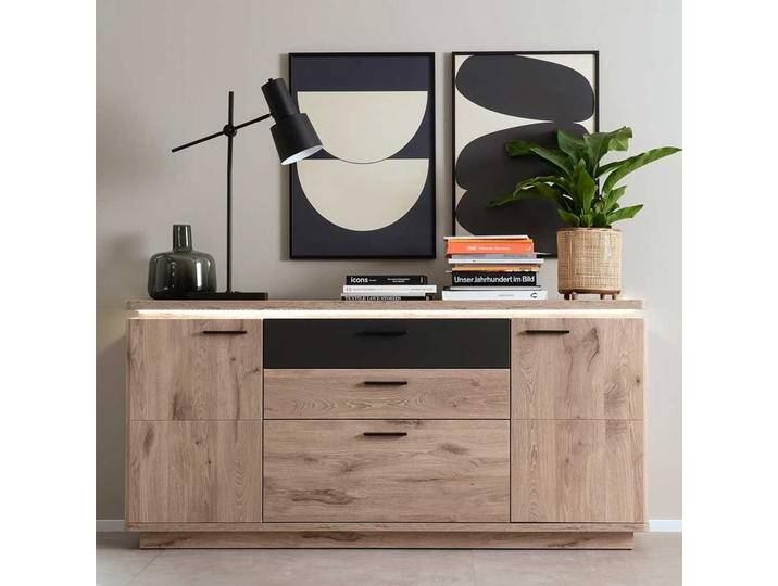 Esszimmersideboard in Wildeichefarben und Anthrazit 170 cm breit von Pharao24.de