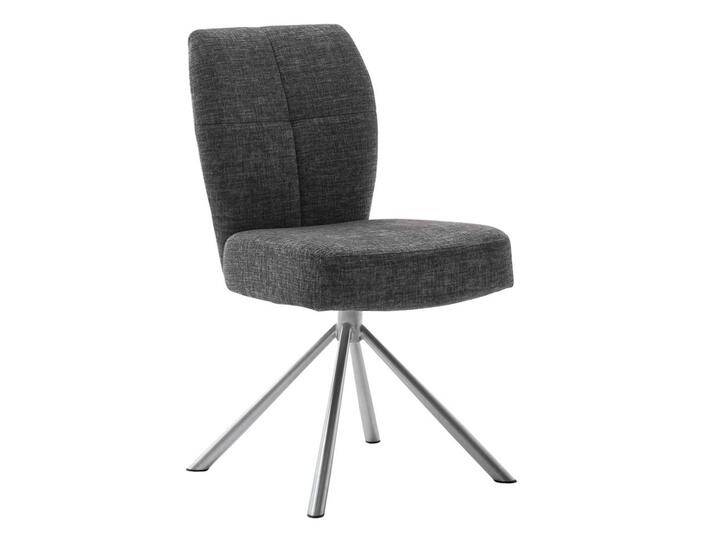 Esszimmerstühle in Anthrazit Webstoff Gestell aus Edelstahl (2er Set) von Pharao24.de