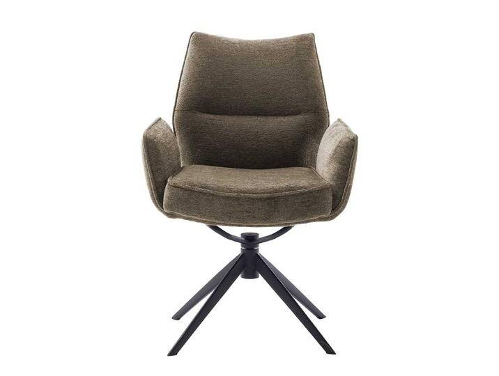 Esszimmerstuhl, Braun, 64x63x92 cm, Chenillegewebe & Metall, Mit Armlehnen, Modern von Pharao24.de