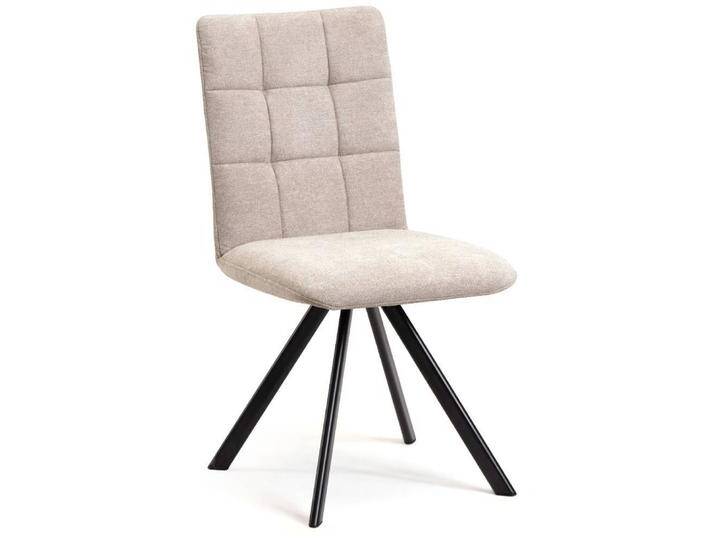 Esszimmerstuhl Polsterstuhl Esszimmer in Beige mit Gestell aus Metall (2er Set) von Pharao24.de