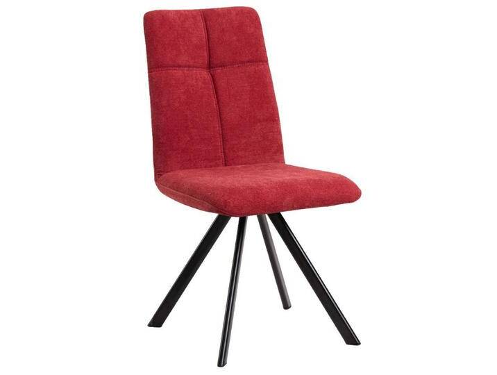 Esszimmerstuhl Polsterstuhl in Rot mit Gestell aus Metall (2er Set) von Pharao24.de