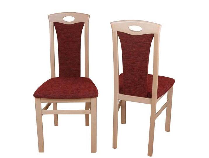 Esszimmerstuhl Set in Rot Stoff Buche Massivholz (2er Set) von Pharao24.de