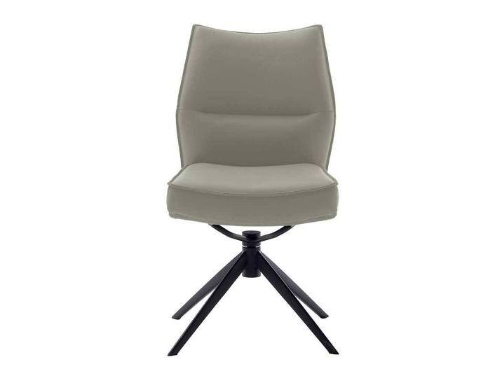 Esszimmerstuhl, Beige & Weiß, 49x63 cm, Echtleder & Metall, Drehbar, Modern von Pharao24.de