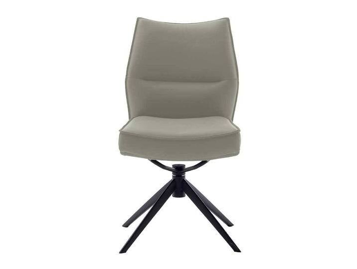 Esszimmerstuhl, Beige & Weiß, 49x63 cm, Echtleder & Metall, Drehbar, Modern von Pharao24.de