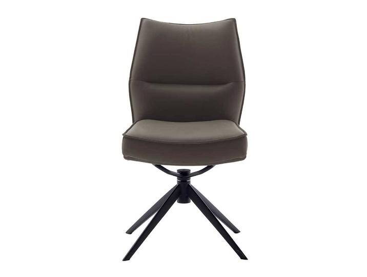 Esszimmerstuhl, Braun, 49x63x92 cm, Echtleder & Metall, Drehbar, Modern von Pharao24.de