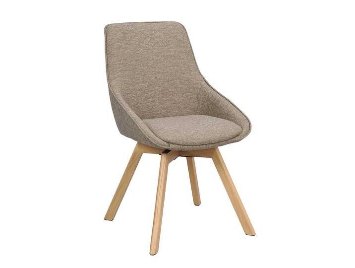 Esszimmerstuhl Stuhl Esszimmer in Beigegrau mit Gestell aus Massivholz (2er Set) von Pharao24.de