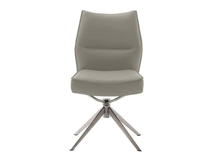 Esszimmerstuhl, Cremeweiß & Edelstahl, 49x63x92 cm, Echtleder, Drehbar & Hohe Rückenlehne, Modern von Pharao24.de