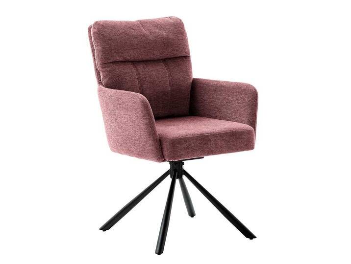 Esszimmerstuhl, Rot, 60x67x92 cm, Chenillegewebe & Metall, Drehbar mit Armlehnen, Modern von Pharao24.de