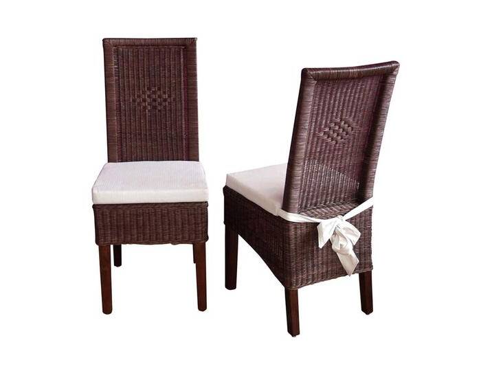 Esszimmerstuhl in Braun Rattan (2er Set) von Pharao24.de