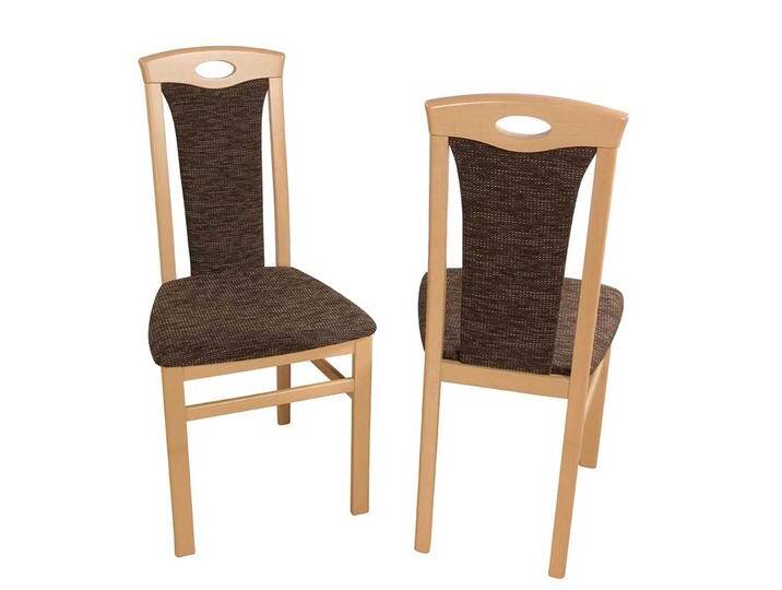 Esszimmerstuhl in Braun Webstoff Buche Massivholz (2er Set) von Pharao24.de