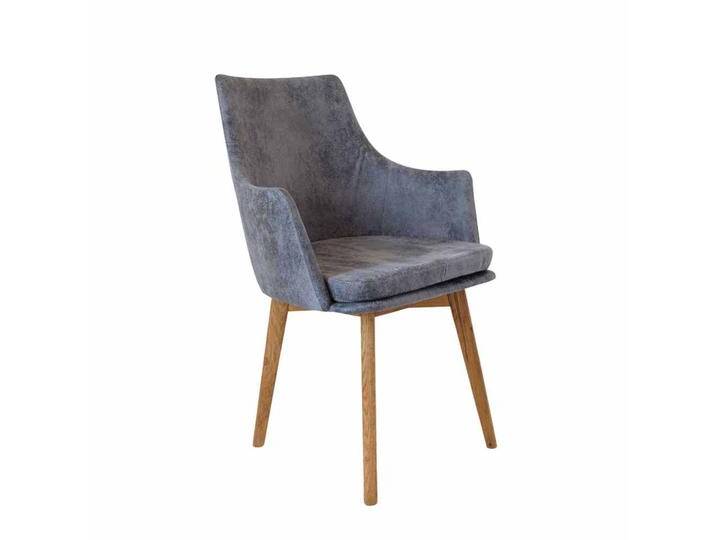 Esszimmerstuhl, Grau, 63x61x92 cm, Microfaser & Wildeiche Massivholz, Mit Armlehnen, Modern von Pharao24.de