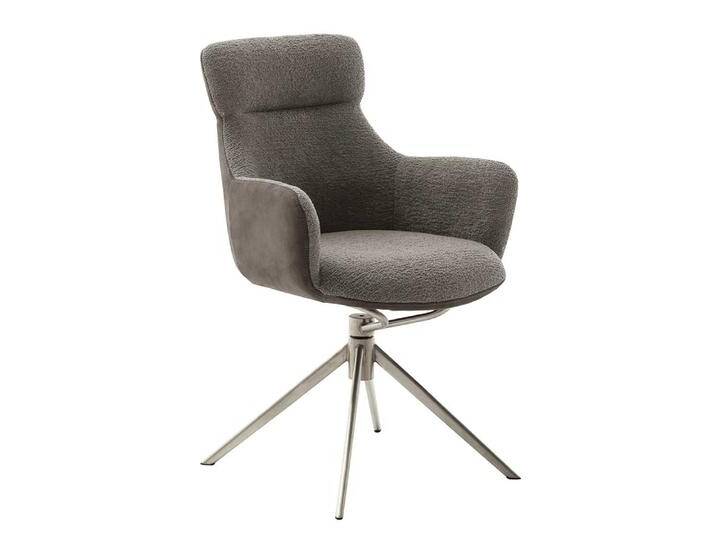 Esszimmerstuhl, Braun, 62x62 cm, Webstoff & Edelstahl, Mit Armlehnen, Modern von Pharao24.de