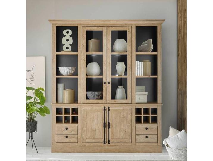 Esszimmervitrine Vitrinenschrank mit Platz für 12 Flaschen und Glastüren Esszimmervitrine Vitrinenschrank mit Platz für 12 Flaschen und Glastüren von Pharao24.de