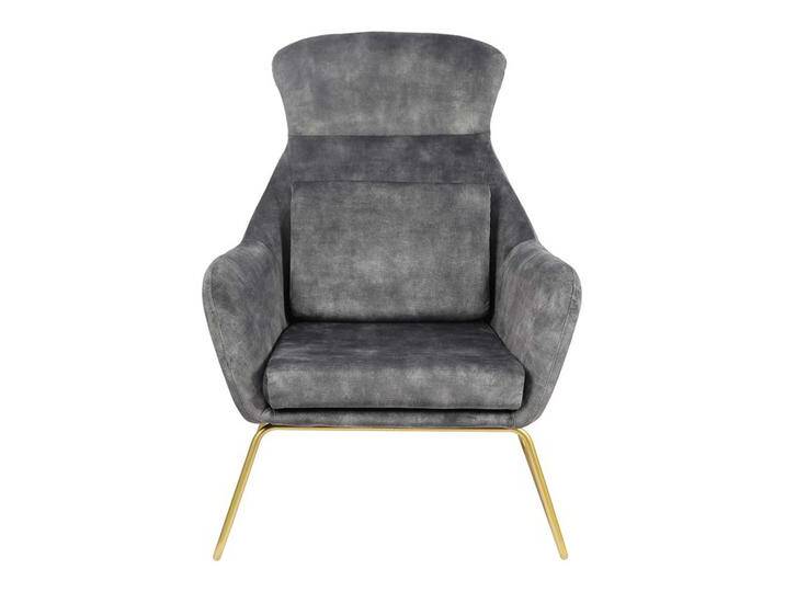 Extravaganter Sessel in Grau Samtvelours und Metall von Pharao24.de