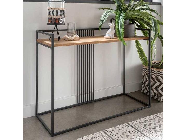 Factory Konsolen Tisch aus Metall Wildeiche Massivholz von Pharao24.de