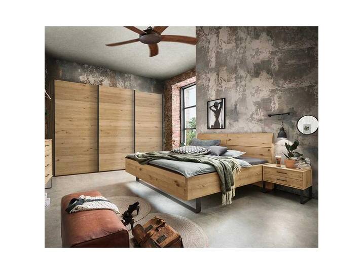 Factory Schlafzimmer Möbel in Wildeiche Bianco Dunkelgrau (vierteilig) von Pharao24.de