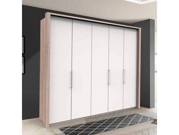 Falttüren Kleiderschrank in Weiß Eiche Sägerau von Pharao24.de