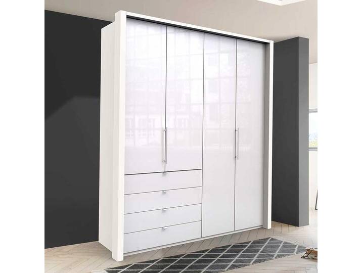 Falttüren Kleiderschrank in Weiß Glas beschichtet Made in Germany von Pharao24.de