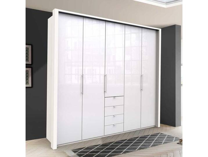 Falttüren Kleiderschrank in Weiß Glas beschichtet Made in Germany von Pharao24.de