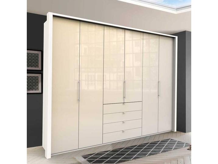 Falttürenschrank in Creme Weiß Glas beschichtet Made in Germany Falttürenschrank in Creme Weiß Glas beschichtet Made in Germany von Pharao24.de