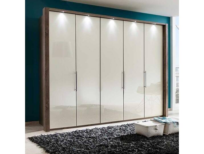 Falttürenschrank in Creme Weiß LED Beleuchtung von Pharao24.de