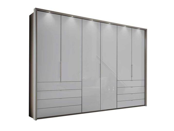 Falttürenschrank in Hellgrau Glas beschichtet LED Beleuchtung von Pharao24.de
