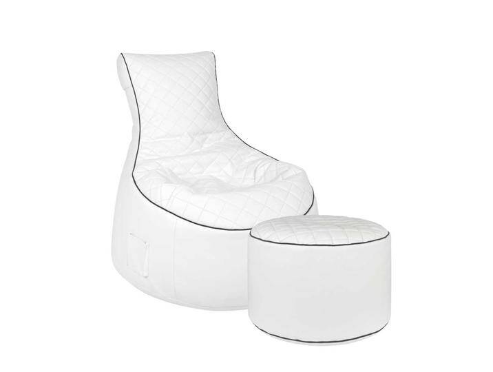 Fernseh Sitzsack in Weiß Kunstleder Hocker von Pharao24.de