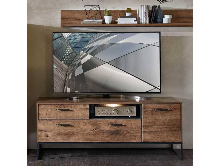 Fernseh Unterschrank im Loft Design Eiche dunkel Optik und Dunkelgrau von Pharao24.de