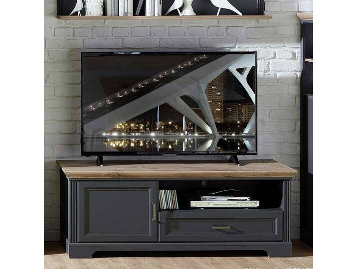 Fernsehunterschrank in Dunkelgrau und Eichefarben Landhaus Design von Pharao24.de