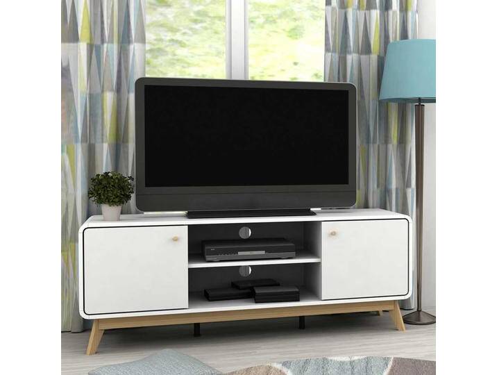 Fernsehunterschrank in Weiß Skandi Design von Pharao24.de