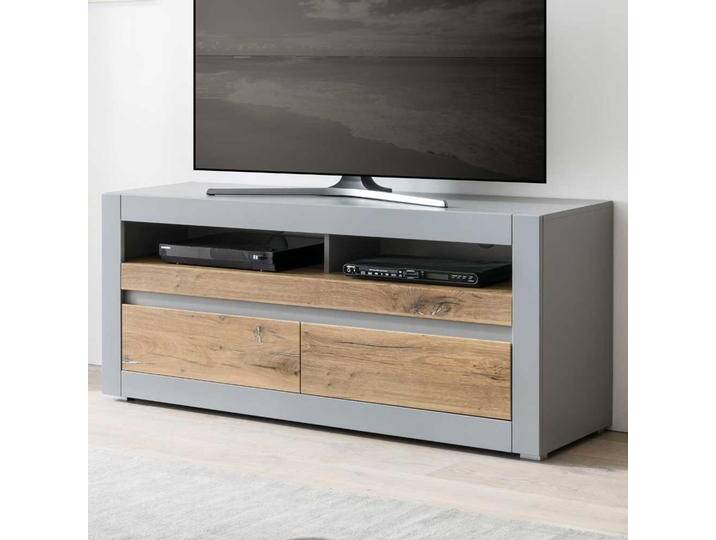Fernsehunterschrank in Zinneichefarben & Platingrau zwei Schubladen von Pharao24.de