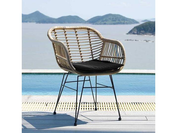 Flechtsessel aus Kunstrattan Beige (2er Set) von Pharao24.de