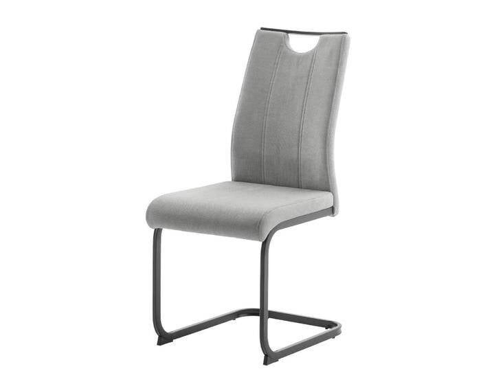 Freischwinger Polsterstuhl in Grau mit Gestell aus Metall (4er Set) von Pharao24.de