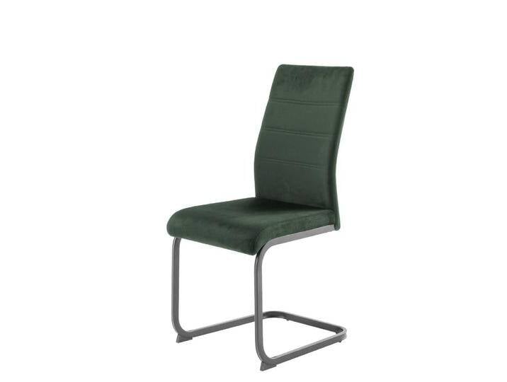 Freischwinger Polsterstuhl in Oliv Grün aus Velours (4er Set) von Pharao24.de