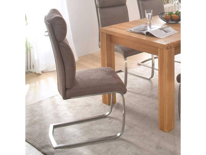 Freischwinger Set in Beige Kunstleder Edelstahl (2er Set) von Pharao24.de