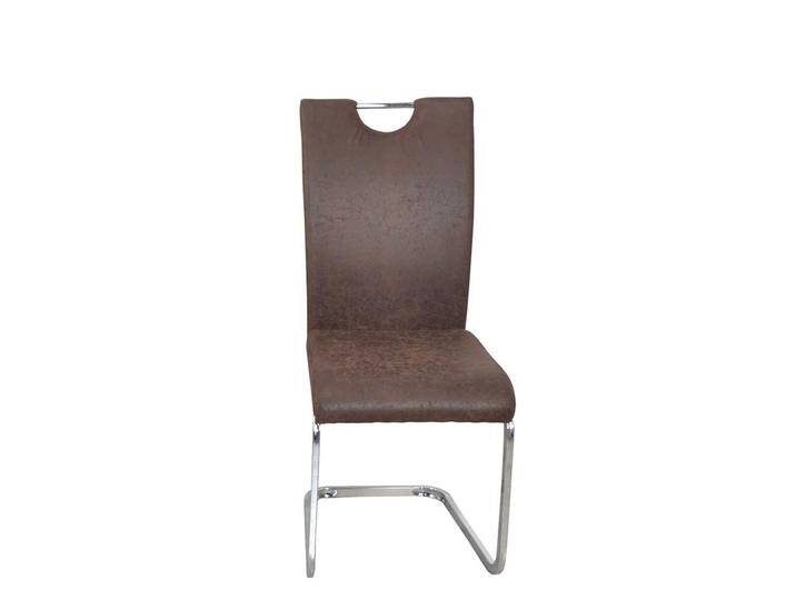 Freischwinger Stühle in Braun Kunstleder verchromtem Metallgestell (4er Set) von Pharao24.de