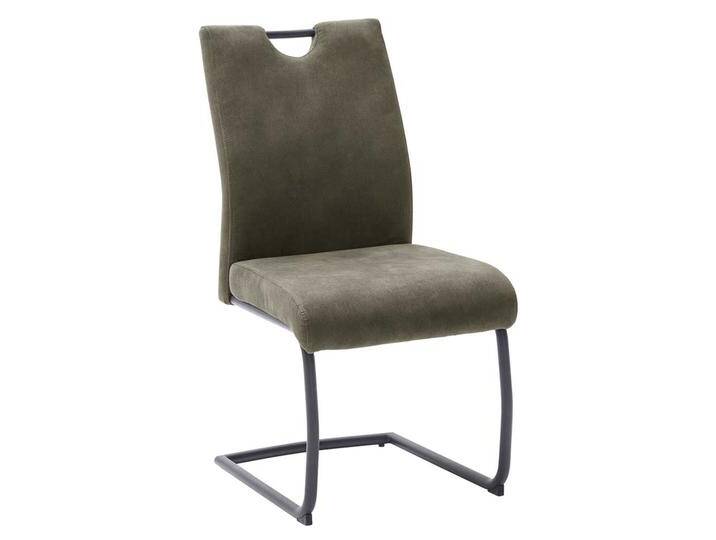 Freischwinger Stühle mit hoher Lehne und Griff Oliv Grün Microfaser (2er Set) von Pharao24.de