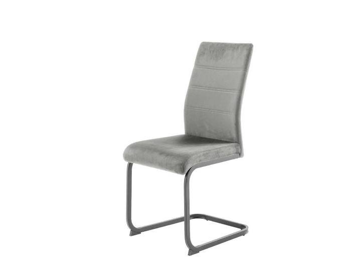 Freischwinger Stuhl Polsterstuhl Esszimmer in Grau mit Gestell aus Metall (4er Set) von Pharao24.de