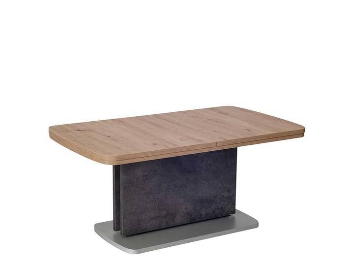 Funktions Couchtisch in Eiche Bianco und Beton Grau ausziehbar und höhenverstellbar von Pharao24.de